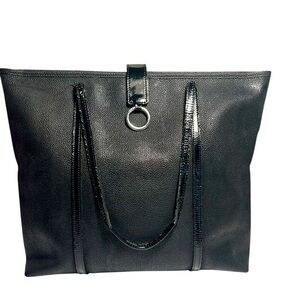 Jack George’s Italian Leather Black Zip Top Tote